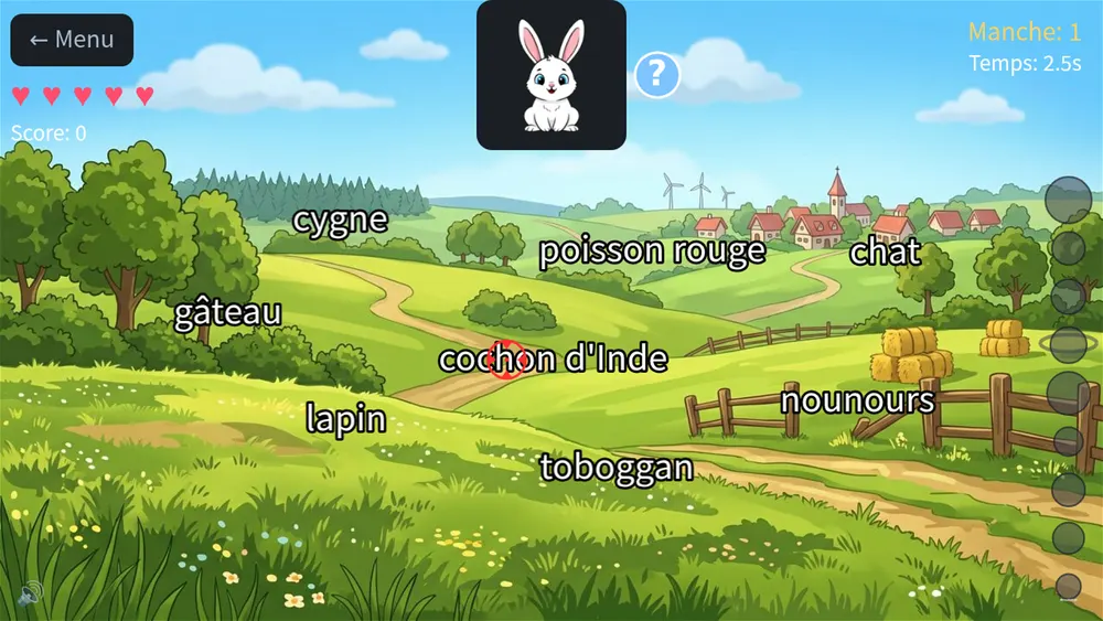 Manche image-mot du jeu pour apprendre à lire ABC Smash : regarder l'image et tirer sur le mot correspondant